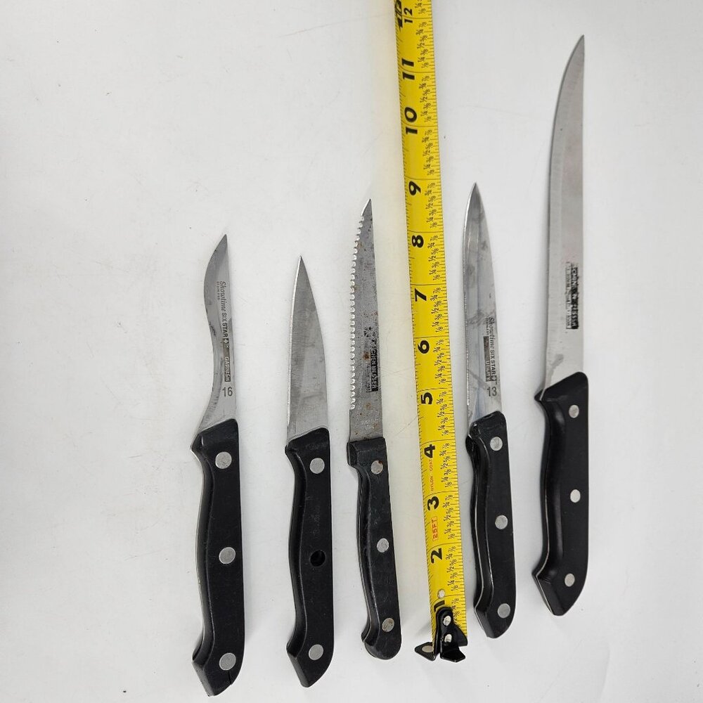 Ronco Showtime Six Star Kitchen Knives Utility Dinner Silver 5 Pc Stain Steel - Picture 7 of 7